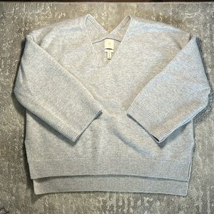 H&M WOMEN WOOL GREY V-NECK WINTER SWEATER